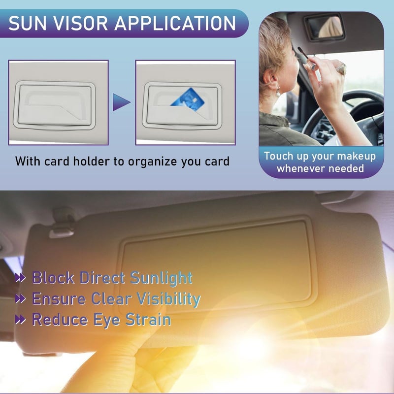 EKLN Sun Visor Right Passenger Side RH with Mirror, Fit for 2011-2019 Chevy Cruze, Replaces OE# 95034256 95034253, Color: Gray (Right Passenger Side) - Image 5